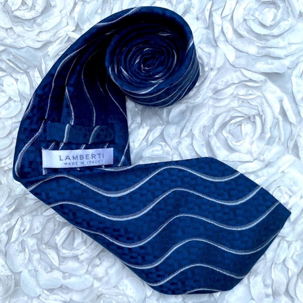 New Lamberti mens silk striped tie
